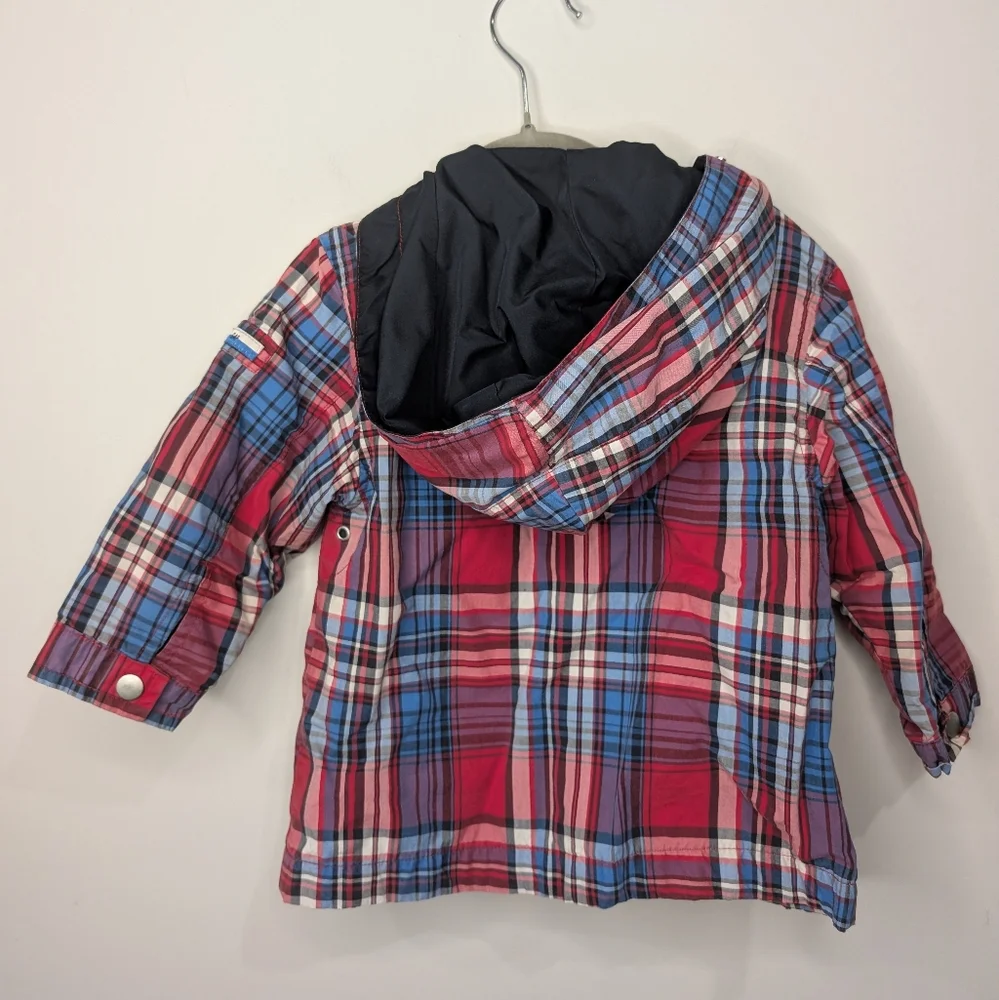 🌧️ Baby Gap Red & Blue Plaid Rain Jacket — Size 2T‎